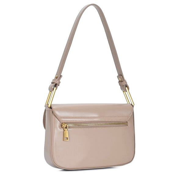 NWOT Madison West Naya Shoulder Bag Taupe Faux Leather Gold Hardware‎ Neutral - Picture 4 of 12